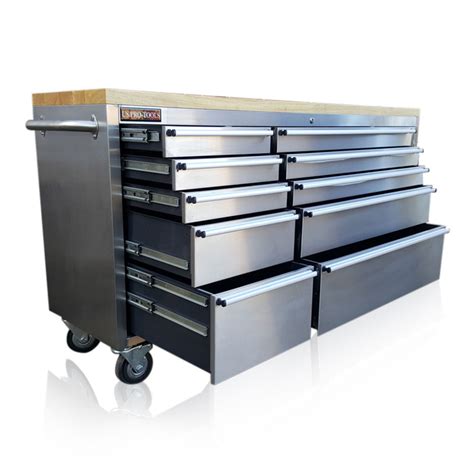 pro stainless steel double stack tool box|43x25 .